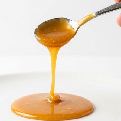 Caramel dripping from spoon — sweet finish note