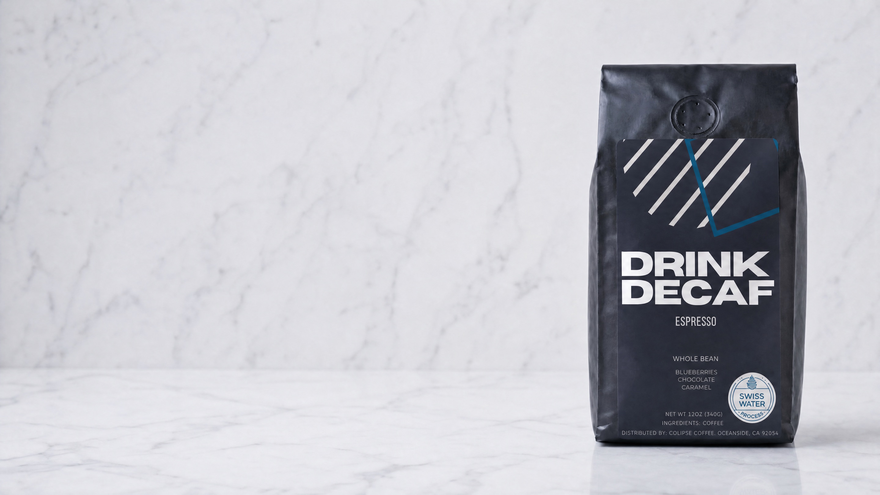 Drink Decaf Espresso bag, Swiss Water Process decaf whole bean